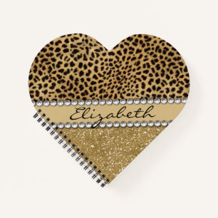 Leopard Spot Gold Glitzer Kristall Liebe Notizblock