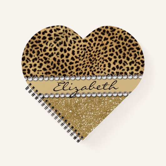 Leopard Spot Gold Glitzer Kristall Liebe Notizblock (Vorderseite)