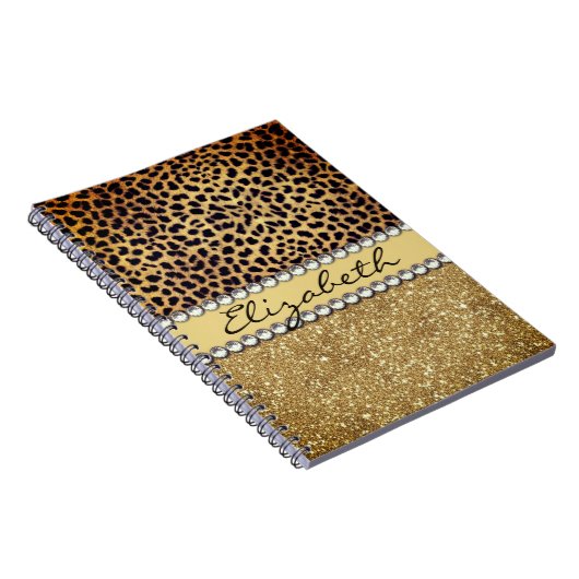Leopard Spot Gold Glitzer Kristall Notizblock (Rechte Seite)