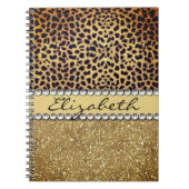 Leopard Spot Gold Glitzer Kristall Notizblock (Vorderseite)