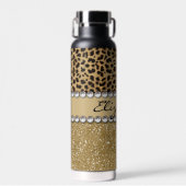 Leopard Spot Gold Glitzer Kristall Trinkflasche (Vorne)