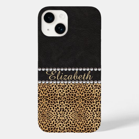 Leopard Spot Kristall Diamonds Monogram Case-Mate iPhone Hülle (Rückseite)