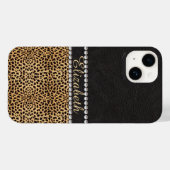 Leopard Spot Kristall Diamonds Monogram Case-Mate iPhone Hülle (Rückseite (Horizontal))