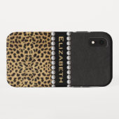 Leopard Spot Kristall Diamonds Monogram FOTO Case-Mate iPhone Hülle (Rückseite (Horizontal))