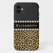 Leopard Spot Kristall Diamonds Monogram FOTO Case-Mate iPhone Hülle (Rückseite)