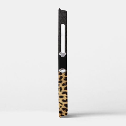 Leopard Spot Kristall Diamonds Monogram FOTO Case-Mate iPhone Hülle (Rückseite / Links)
