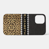 Leopard Spot Kristall Diamonds Monogram FOTO Case-Mate iPhone Hülle (Rückseite (Horizontal))