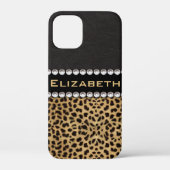 Leopard Spot Kristall Diamonds Monogram FOTO Case-Mate iPhone Hülle (Rückseite)