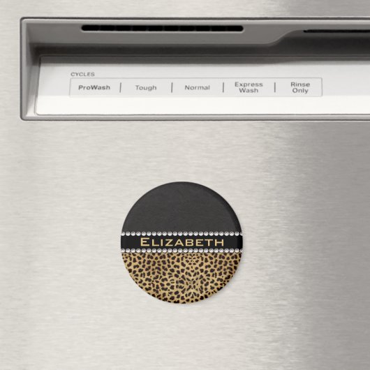 Leopard Spot Kristall Diamonds Monogram FOTO Magnet (In Situ (Geschirrspüler))