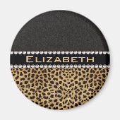 Leopard Spot Kristall Diamonds Monogram FOTO Magnet (Vorne)