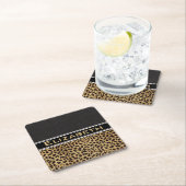 Leopard Spot Kristall Diamonds Monogram FOTO Rechteckiger Pappuntersetzer (Vor Ort)