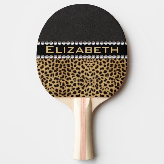Leopard Spot Kristall Diamonds Monogram FOTO Tischtennis Schläger (Vorderseite)