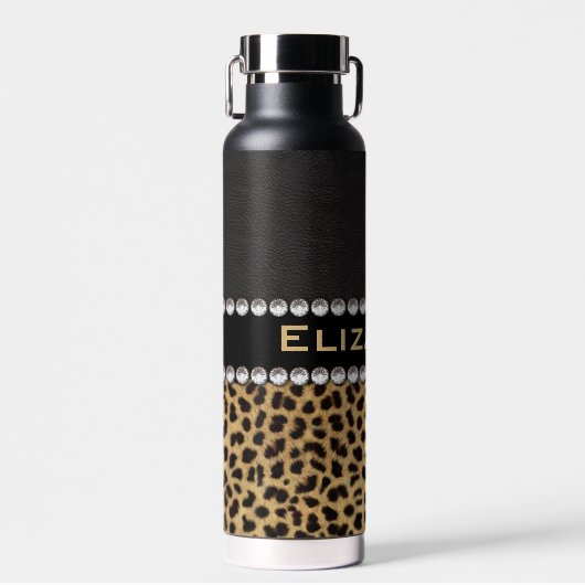 Leopard Spot Kristall Diamonds Monogram Trinkflasche (Vorne)