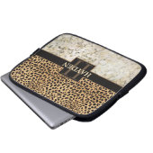 Leopard-Spot-Marmonogramm Laptopschutzhülle (Vorne Knopf)