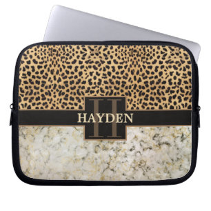 Leopard-Spot-Marmonogramm Laptopschutzhülle
