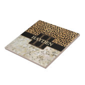 Leopard Spot Marmor Monogramm Fliese (Seite)