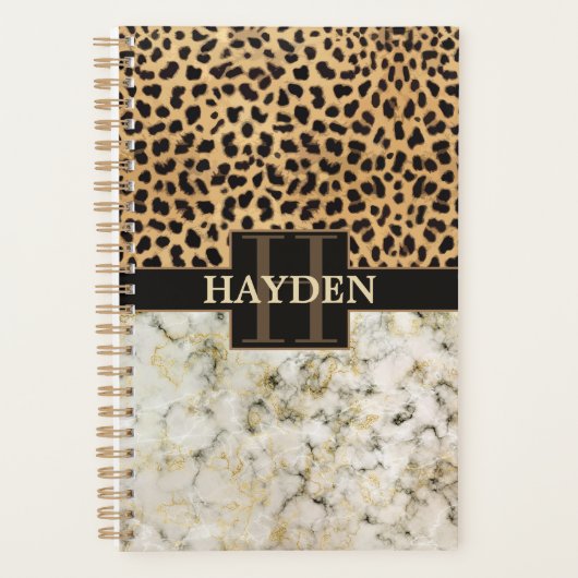 Leopard Spot Marmor Monogramm Name Planer (Vorderseite)