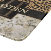 Leopard Spot Marmor Monogramm Name Schneidebrett (Ecke)