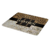 Leopard Spot Marmor Monogramm Name Schneidebrett (Ecke)