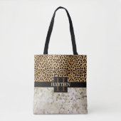 Leopard Spot Marmor Monogramm Name Tasche (Vorderseite)