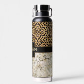 Leopard Spot Marmor Monogramm Name Trinkflasche (Rückseite)