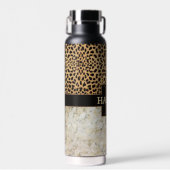Leopard Spot Marmor Monogramm Name Trinkflasche (Vorne)