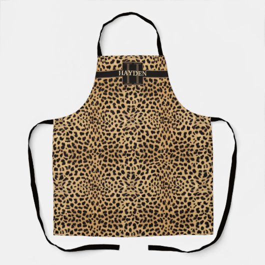 Leopard Spot Monogramm Name Schürze (Vorderseite)