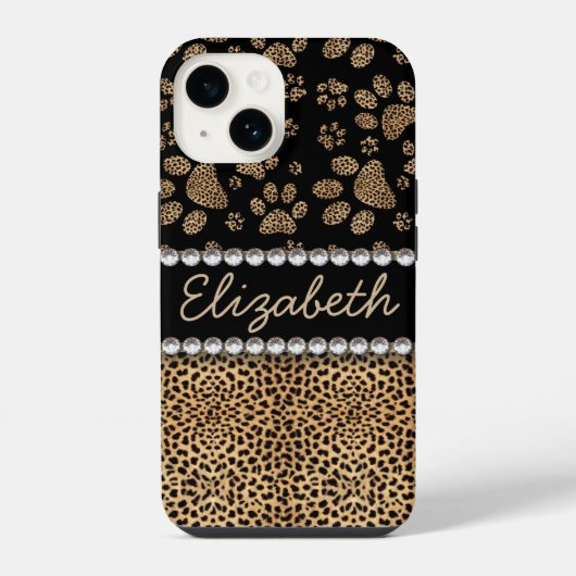 Leopard Spot Paw Prints Kristall iPhone Hülle (Rückseite)