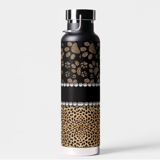 Leopard Spot Paw Prints Kristall Trinkflasche (Rechts)