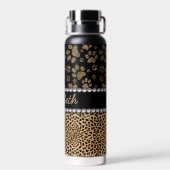 Leopard Spot Paw Prints Kristall Trinkflasche (Rückseite)