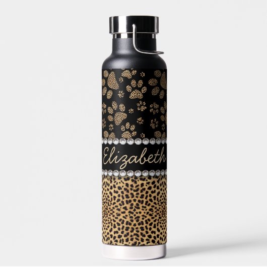 Leopard Spot Paw Prints Kristall Trinkflasche (Links)