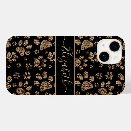 Leopard Spot Paw Prints Personalisiert Case-Mate iPhone Hülle (Rückseite (Horizontal))