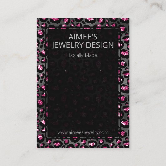 Leopard Spot Pink Glitzer Oring Display Visitenkarte (Vorderseite)
