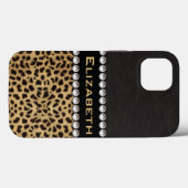 Leopard Spot Rhinestone Diamanten Monogramm Case-Mate iPhone Hülle (Rückseite (Horizontal))