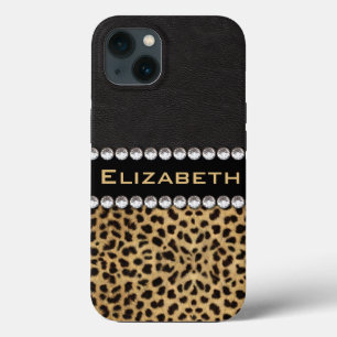 Leopard Spot Rhinestone Diamanten Monogramm Case-Mate iPhone Hülle