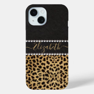 Leopard Spot Rhinestone Diamanten Monogramm FOTO Case-Mate iPhone Hülle