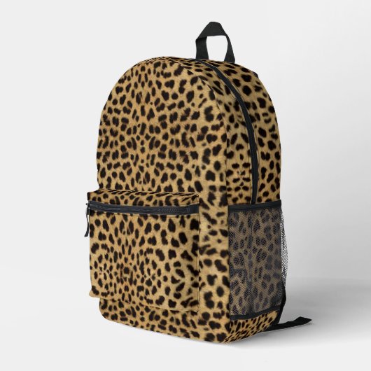 Leopard Spot Skin Print Bedruckter Rucksack (Rückseitige Ecke Rechts)