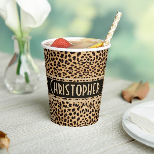 Leopard Spot Skin Print Personalisiert Paper Cup Pappbecher (In Situ)