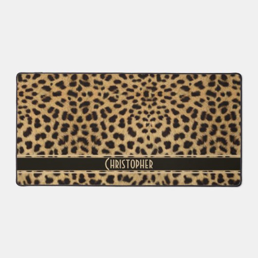 Leopard Spot Skin Print Personalisiert Schreibtischunterlage (Vorderseite)