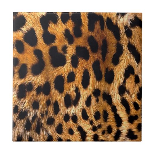 Leopard Spots Black Brown Wild Animal Fine Art Fliese (Vorderseite)