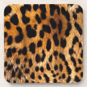 Leopard Spots Black Brown Wild Animal Fine Art Getränkeuntersetzer (Vorderseite)