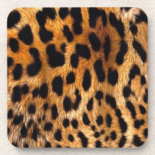 Leopard Spots Black Brown Wild Animal Fine Art Getränkeuntersetzer (Vorderseite)
