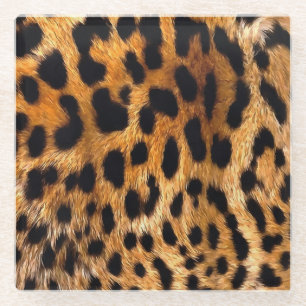 Leopard Spots Black Brown Wild Animal Fine Art Glasuntersetzer