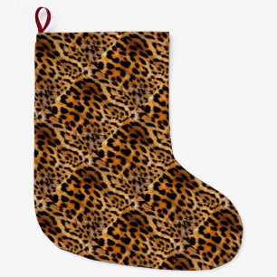 Leopard Spots Black Brown Wild Animal Fine Art Großer Weihnachtsstrumpf
