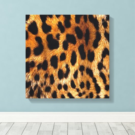 Leopard Spots Black Brown Wild Animal Fine Art Leinwanddruck (Insitu (Holzboden))