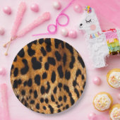 Leopard Spots Black Brown Wild Animal Fine Art Pappteller (Party)