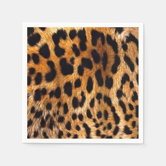 Leopard Spots Black Brown Wild Animal Fine Art Serviette (Vorderseite)