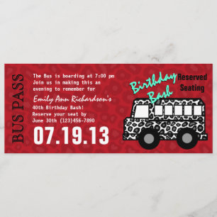 Leopard Spots Buspass Geburtstagsparty Einladung