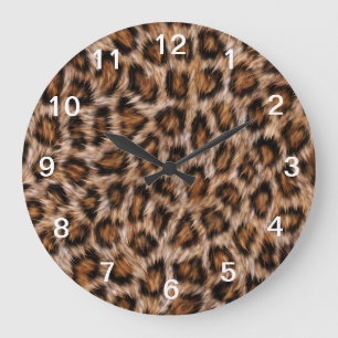 Leopard Spots Fur Jaguar Animal Cat skin Pattern.j Große Wanduhr