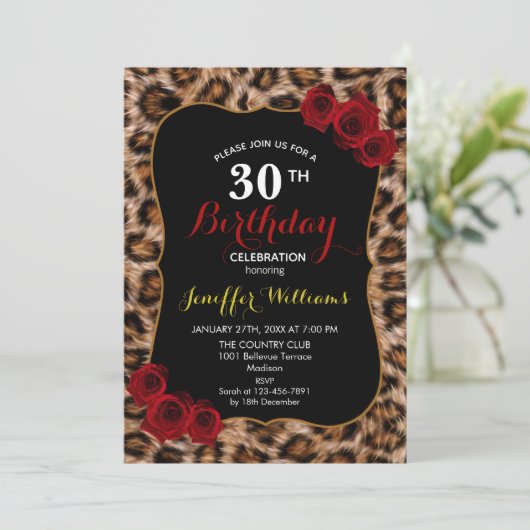 Leopard Spots Fur Jaguar Tierkatzenmuster Einladung (Stehend Vorderseite)